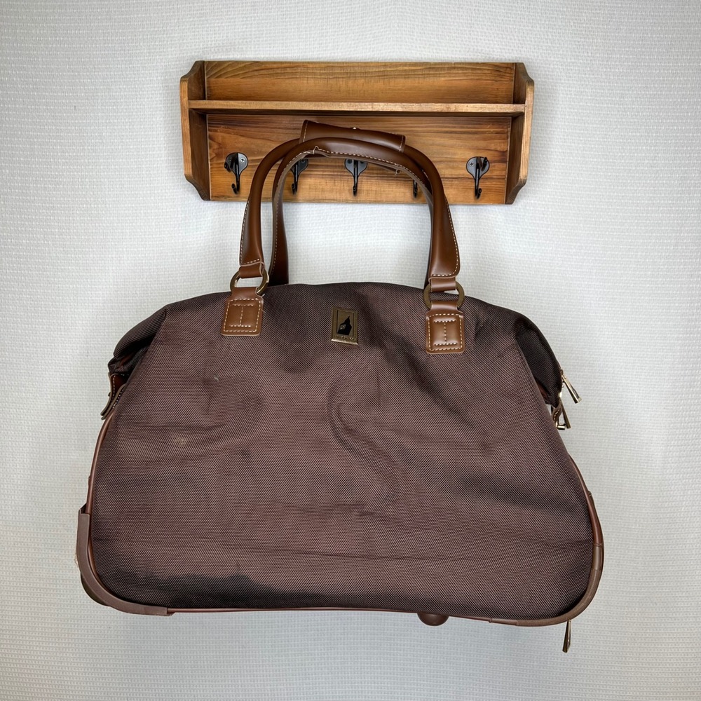 London Fog Rolling Duffle Bag Brown Carry On Luggage Travel Weekender